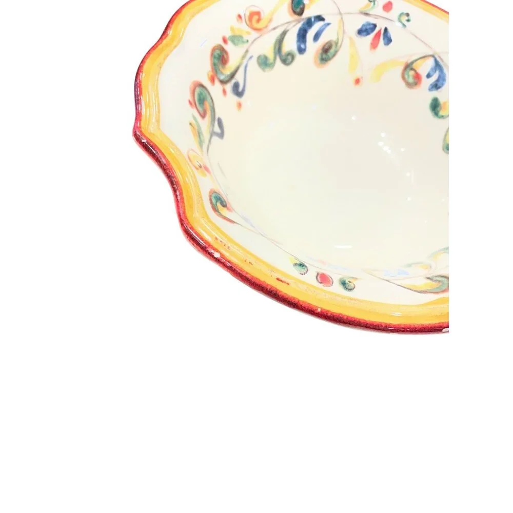 Sur La Table Italian Handmade floral ceramic bowl creamer sugar salt pepper set